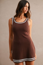 Scuba Sleevless Dress (Chocolate Brown)