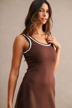 Scuba Sleevless Dress (Chocolate Brown)