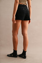 High-Waisted Corduroy Mini Skort (Black)