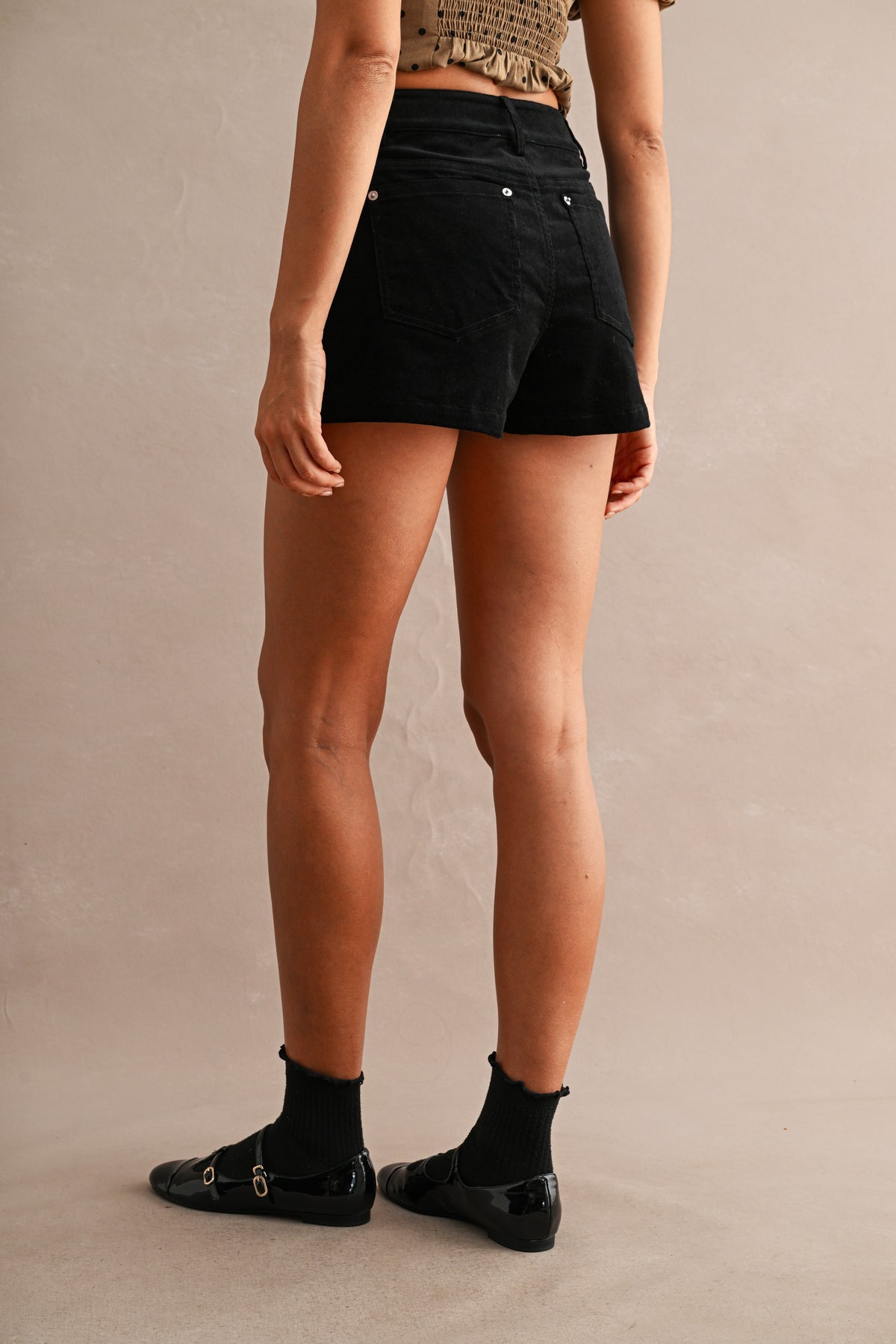 High-Waisted Corduroy Mini Skort (Black)