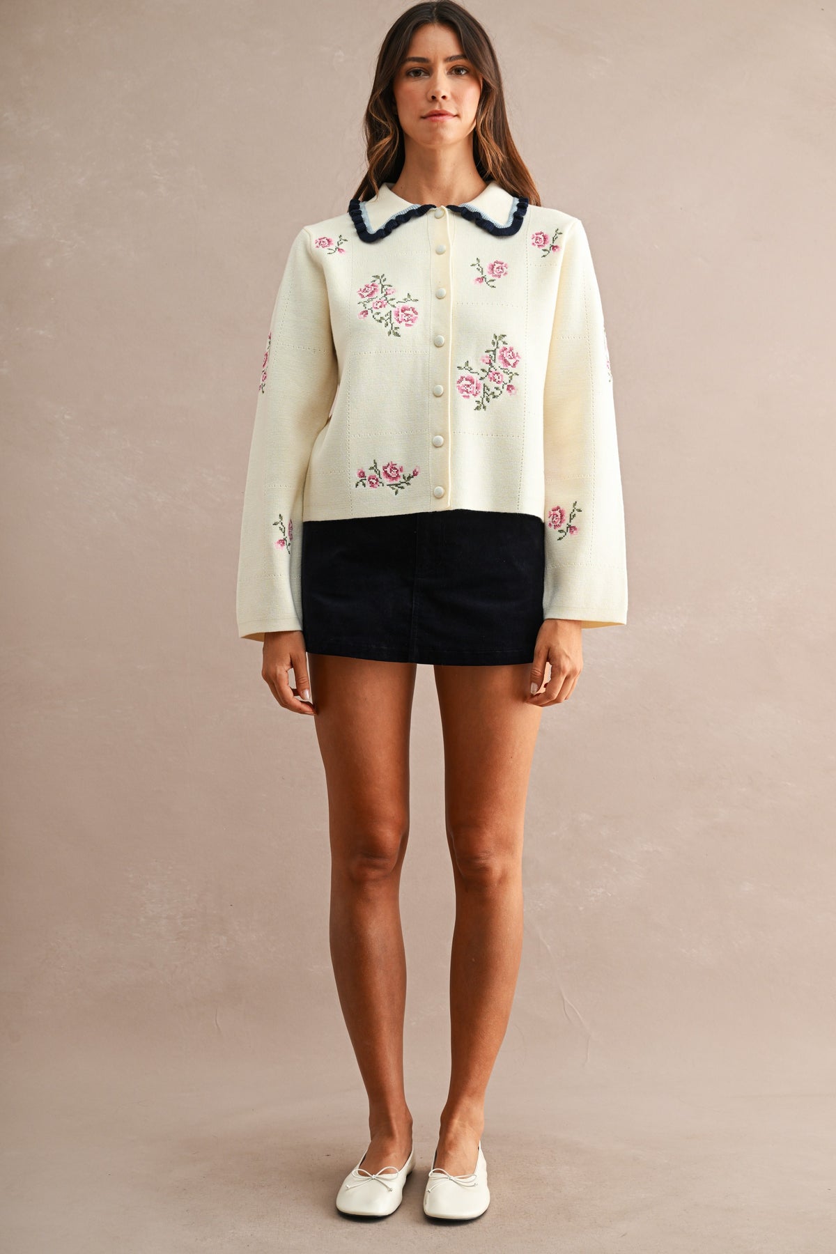High-Waisted Corduroy Mini Skort (Black)