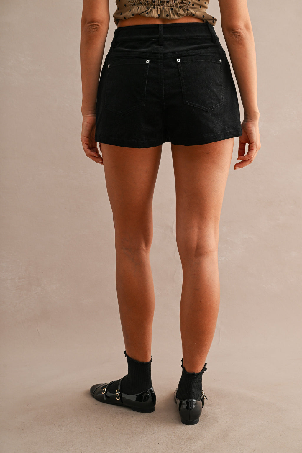 High-Waisted Corduroy Mini Skort (Black)