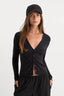 Good American The Rib V Neck Cardigan (Black)