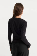 Good American The Rib V Neck Cardigan (Black)