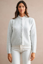 Ruffle Trim Button-Down Cardigan