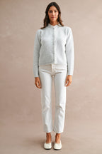 Ruffle Trim Button-Down Cardigan