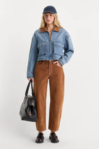 Good American The Denim Swing Cropped Jacket