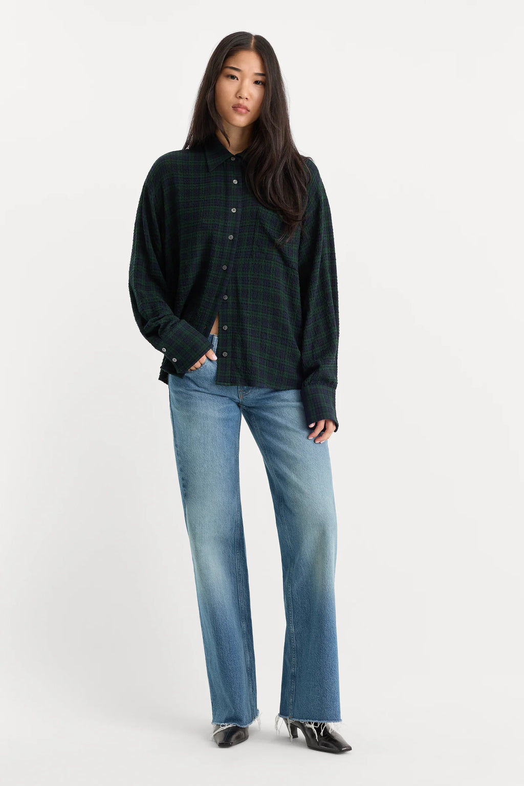 Good American The Crinkle Easy Shirt