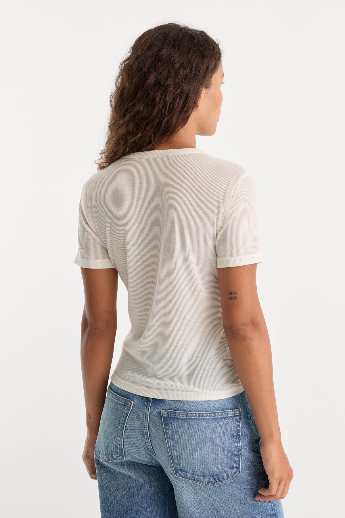 Good American The Sheer Rib Tee (Pearl)