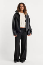 Good American The Better Than Leather Funnel Jacket (Black)