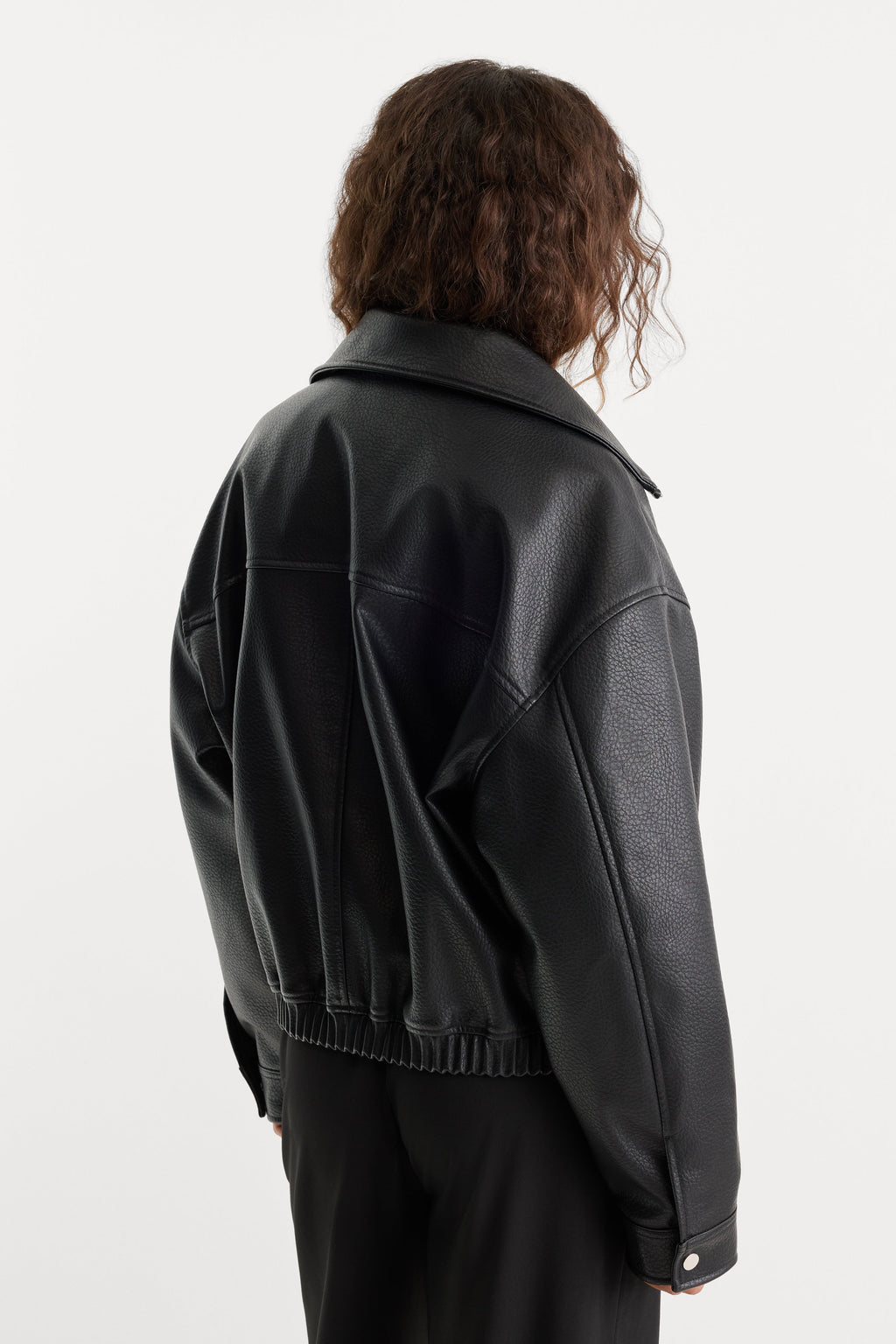 Good American The Better Than Leather Funnel Jacket (Black)