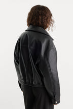 Good American The Better Than Leather Funnel Jacket (Black)