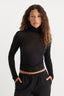 Good American The Sheer Rib Turtleneck (Black)