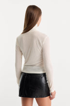 Good American The Sheer Rib Turtleneck (Pearl)