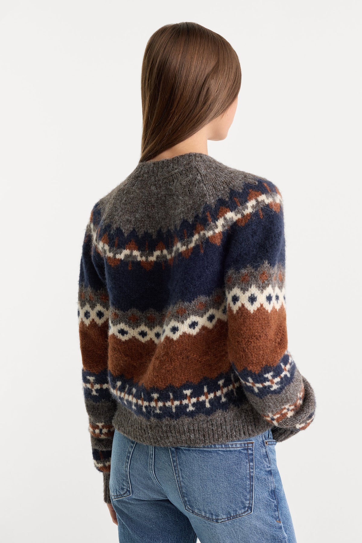 Good American The Classic Cardigan (Heather Grey Fairisle)