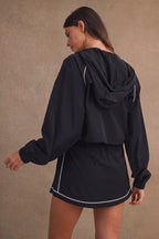 Windbreaker Jacket And Skort Set (Black)