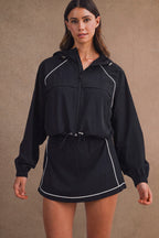 Windbreaker Jacket And Skort Set (Black)
