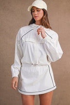 Windbreaker Jacket And Skort Set (Off White)