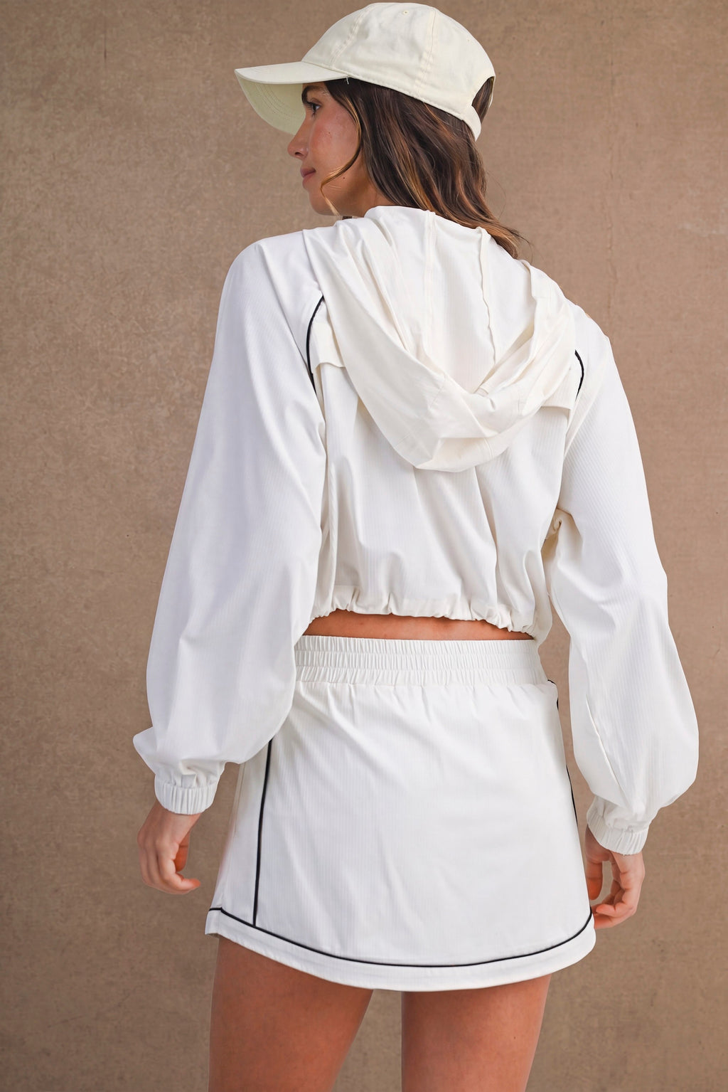 Windbreaker Jacket And Skort Set (Off White)