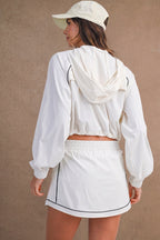 Windbreaker Jacket And Skort Set (Off White)