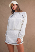 Windbreaker Jacket And Skort Set (Off White)