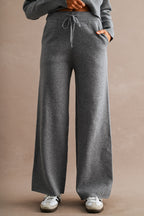 Zip Up Sweater Cardigan and Pants Set (Charcoal)