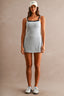 Scuba Adjustable Strap Layered Contrast Trim Romper (H Grey)