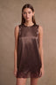 Satin Lace Trim Hem Mini Dress