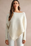Asymmetrical Hem Ribbed Sweater (Cream)
