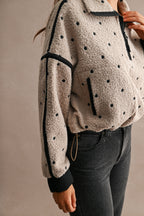 Polka Dot Sherpa Zip Pullover