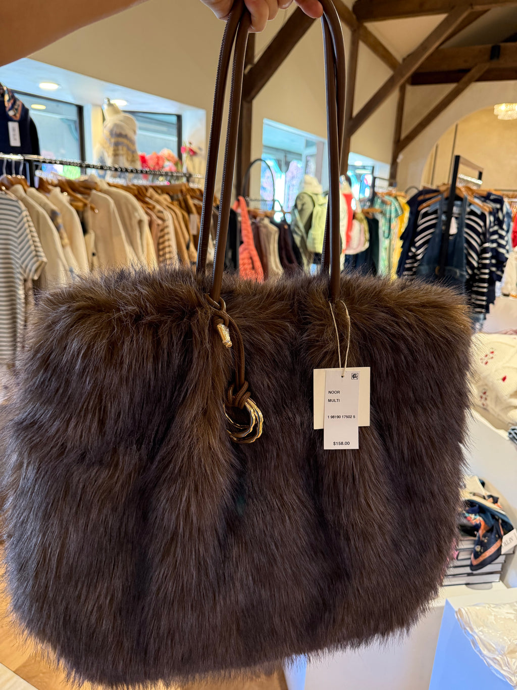Dolce Vita Faux Fur Noor Tote (Chocolate)