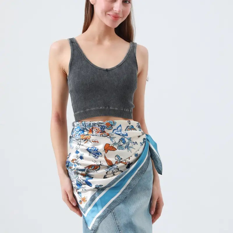 Silk-Touch Butterfly Scarf (Blue)