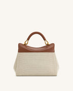 JW PEI Lucia Classic Top Handbag (Brown Canvas)