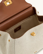 JW PEI Lucia Classic Top Handbag (Brown Canvas)
