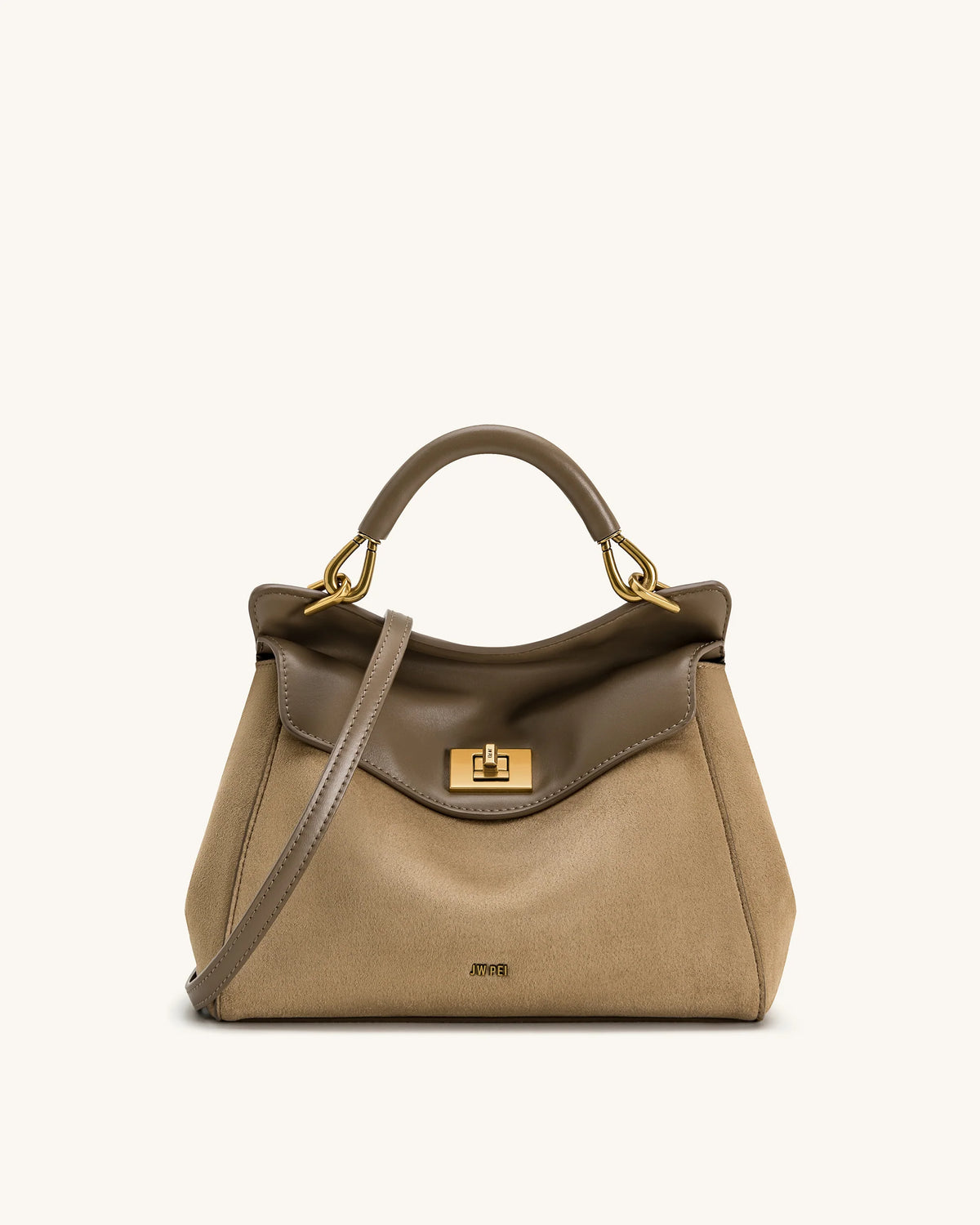 JW PEI Lucia Classic Faux Suede Top Handle Bag (Taupe)