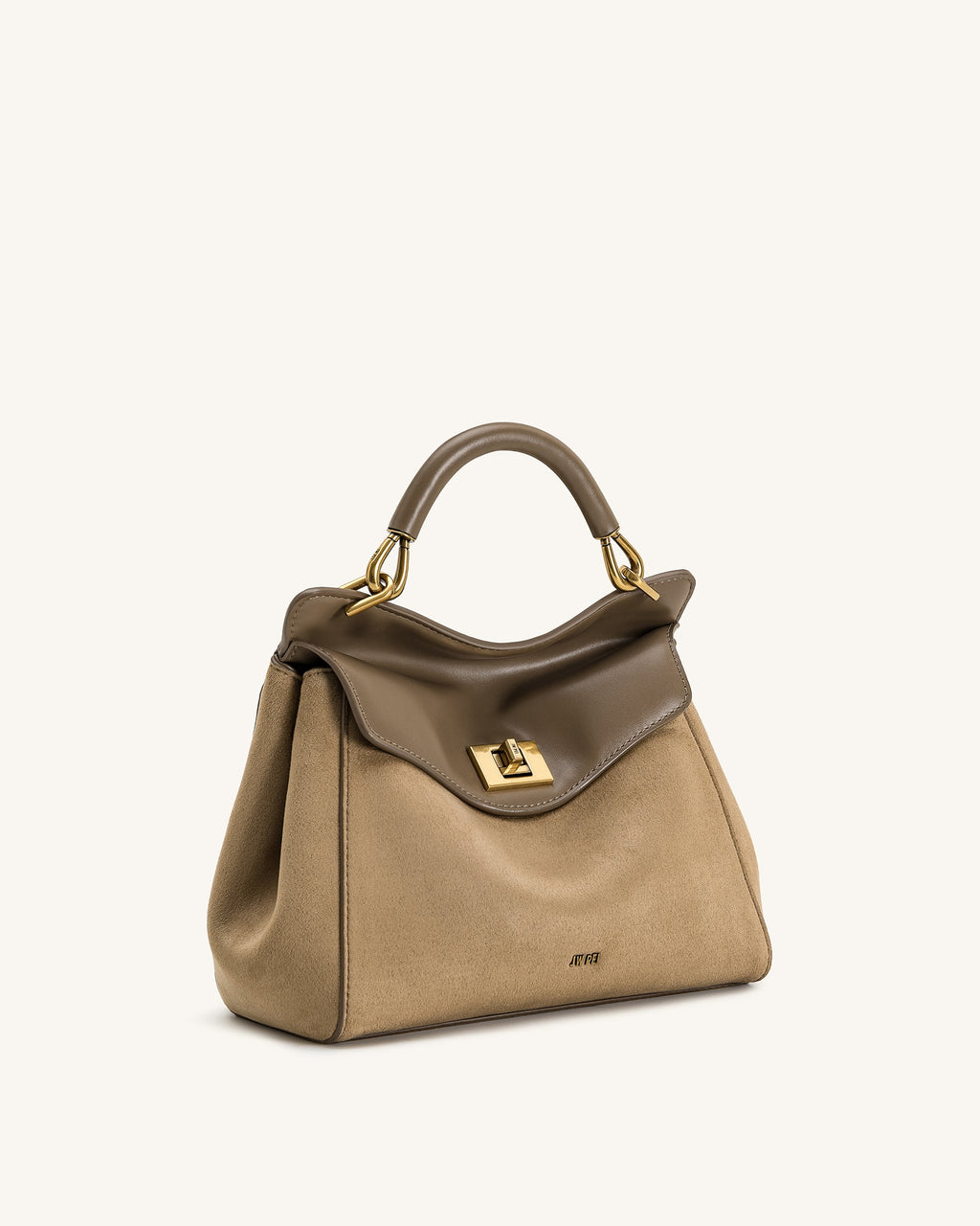 JW PEI Lucia Classic Faux Suede Top Handle Bag (Taupe)