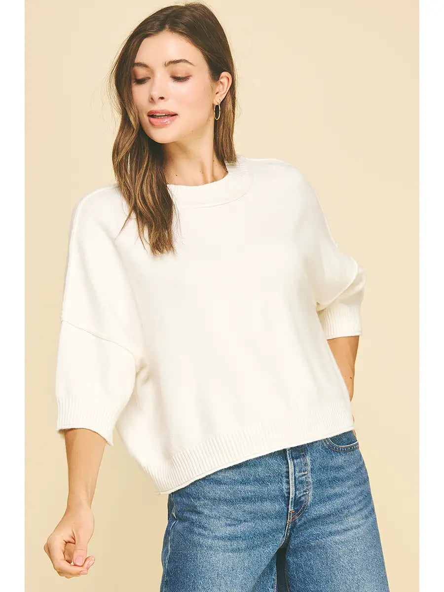 Soft Knit Short Sleeve Sweater Top