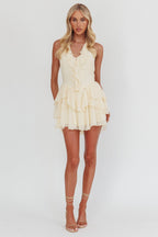 Sally Halter Scoop Ruffled Mini Dress
