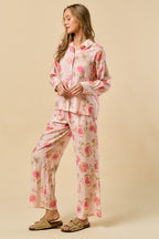 Erika Floral Print Button Down Shirt Pant Set