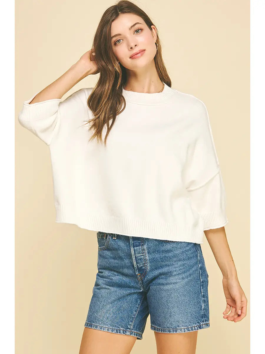 Soft Knit Short Sleeve Sweater Top