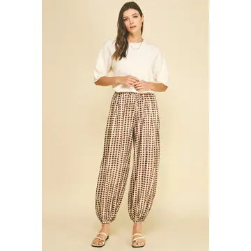 Geo Dot Print Harem Pant (Mocha)