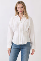 Pleaded Button Down Shirt