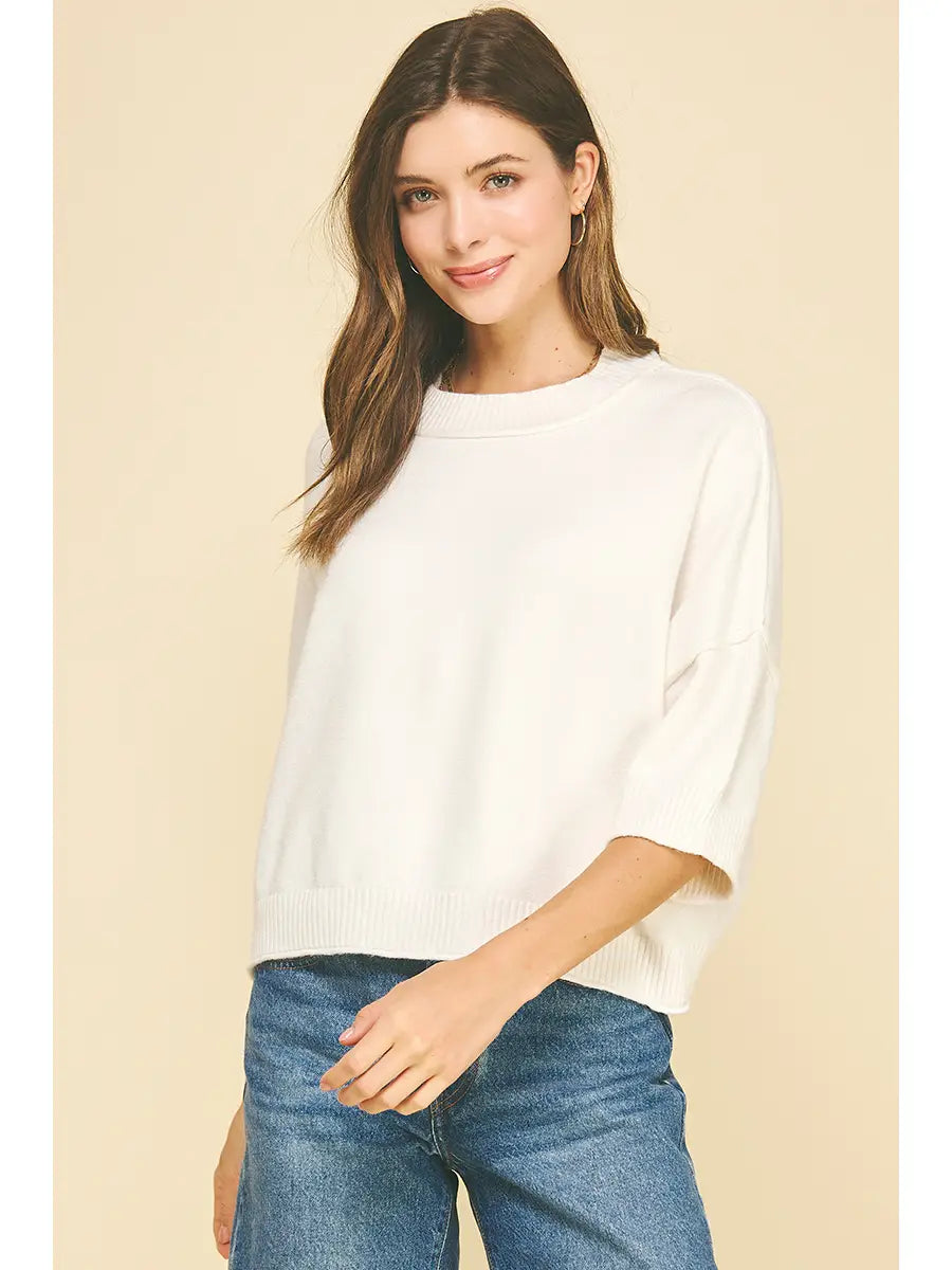 Soft Knit Short Sleeve Sweater Top
