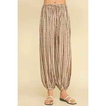 Geo Dot Print Harem Pant (Mocha)
