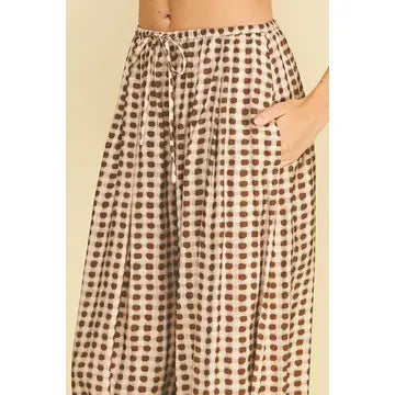 Geo Dot Print Harem Pant (Mocha)