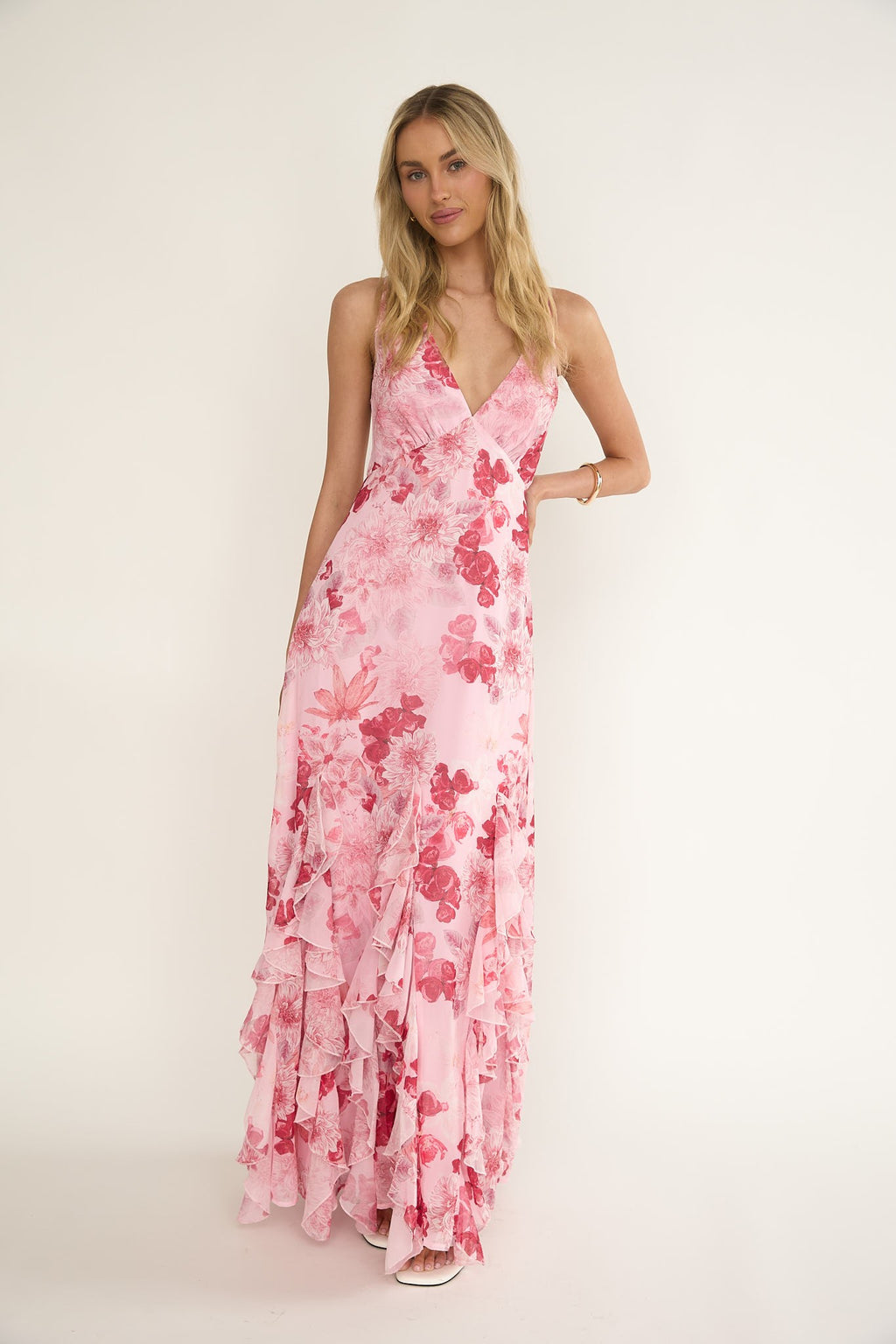 Gabriella Halter V Neck Maxi Dress