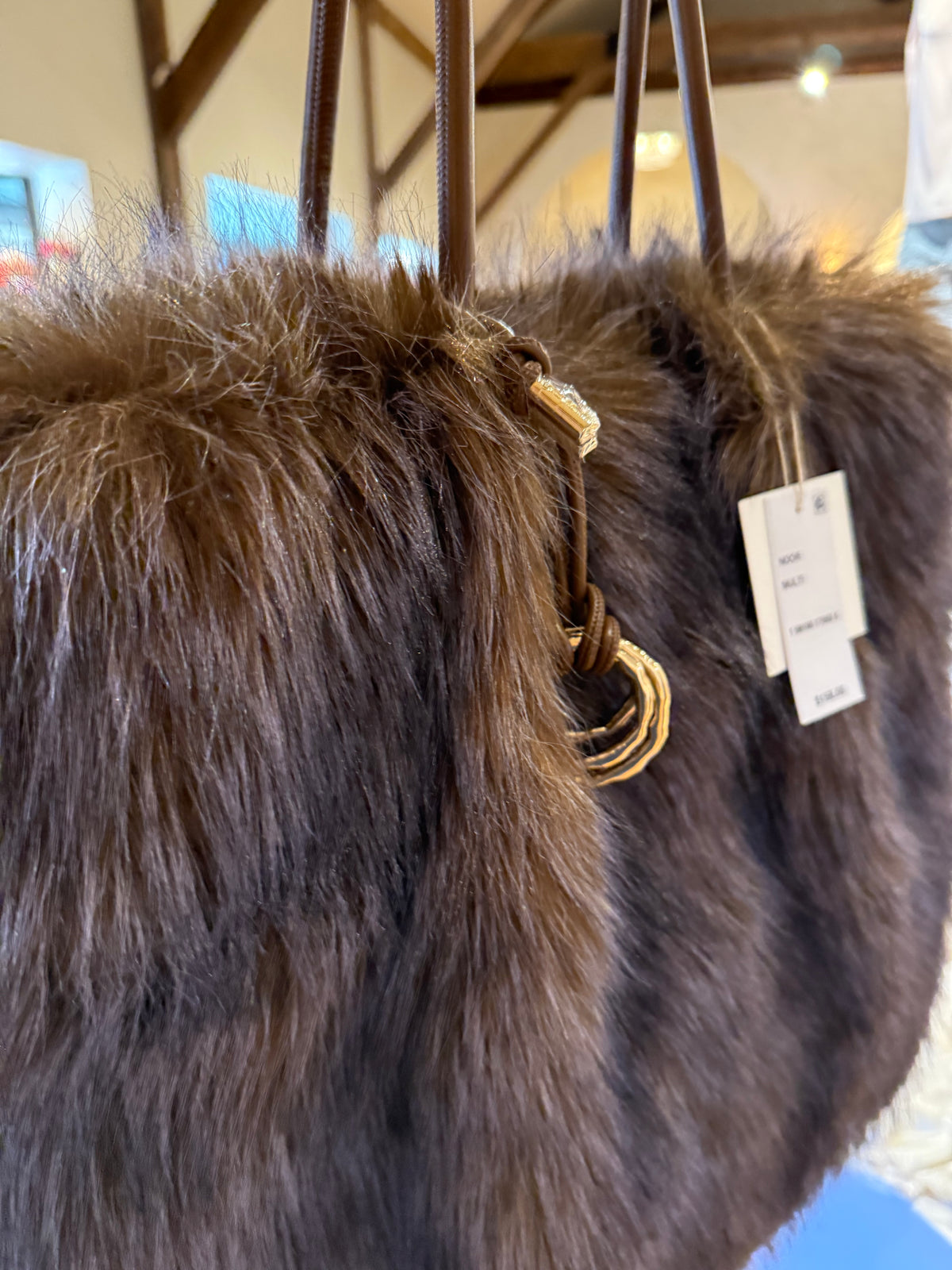 Dolce Vita Faux Fur Noor Tote (Chocolate)
