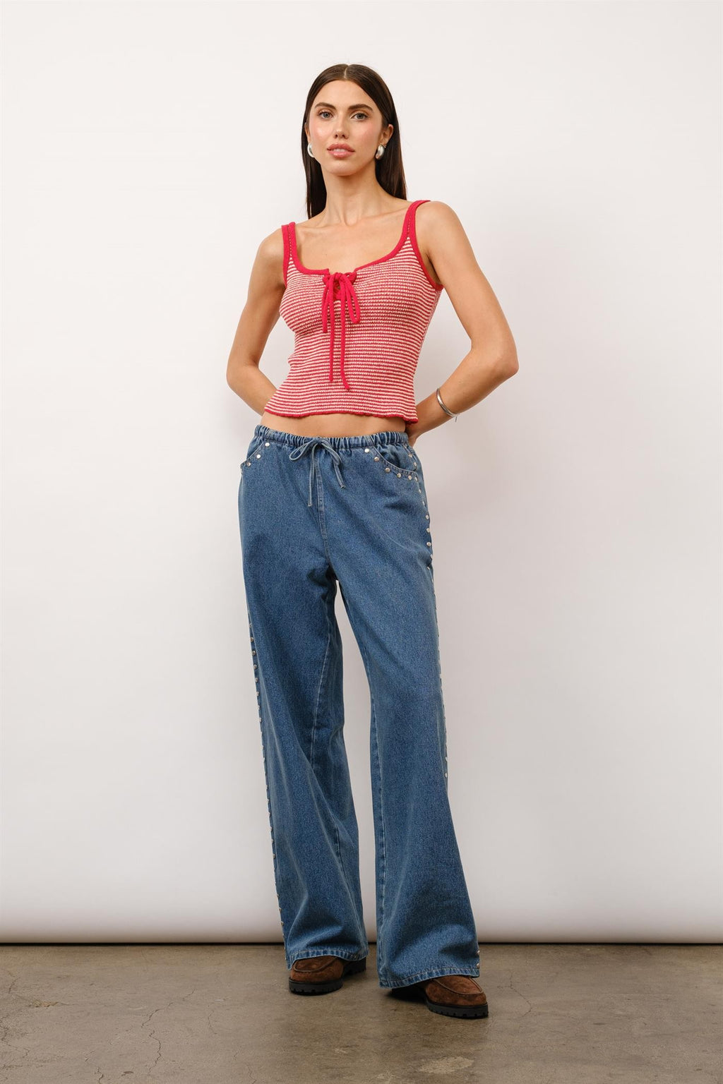 Marlowe Studded Denim Pants (Denim)