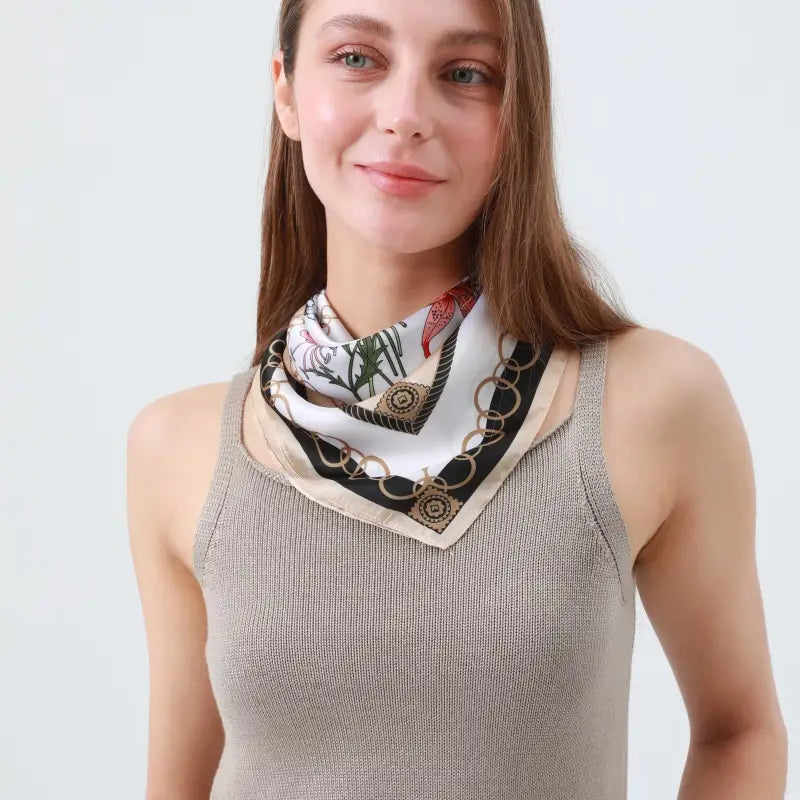 Faire Silky Vine Print Head Scarf: Lightweight Multi-Wear