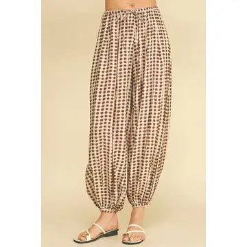Geo Dot Print Harem Pant (Mocha)
